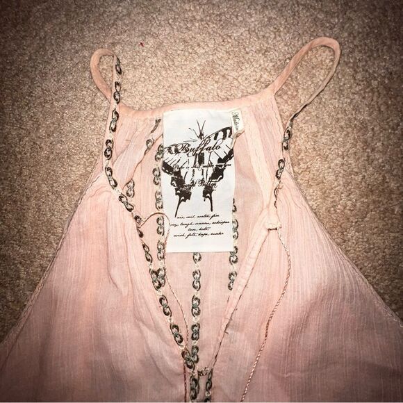 BUFFALO by David Bitton Pink Embroidered Halter Top M - Picture 3 of 4